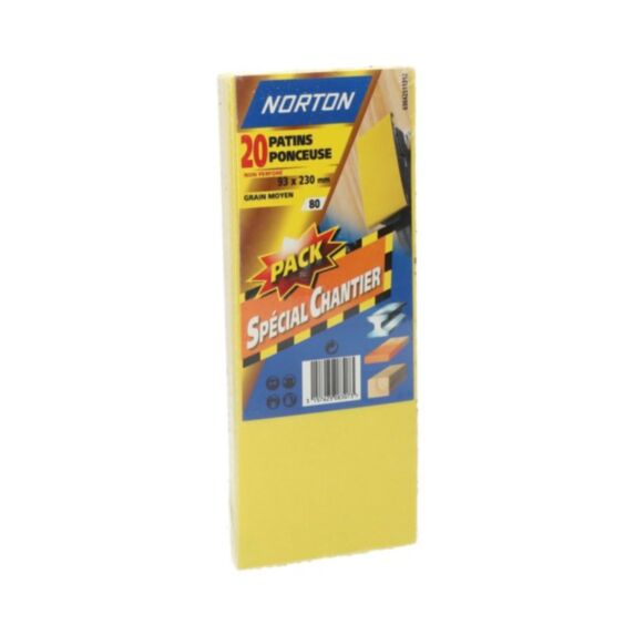 20 patins non perforés pour ponceuse 93x230mm Grain 80 - NORTON