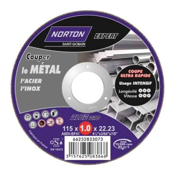 Disque pour le tronçonnage du métal Ø115x1,0x22,2mm - NORTON