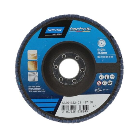 Disques lamelles Action rapide Toutes surfaces Ø125mm Grain 40 - NORTON