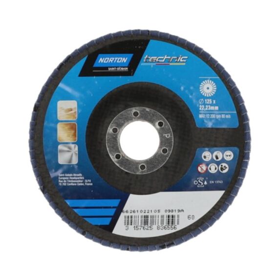 Disques lamelles Action rapide Toutes surfaces Ø125mm Grain 60 - NORTON