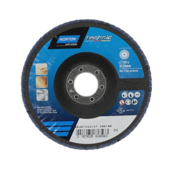 Disques lamelles Action rapide Toutes surfaces Ø125mm Grain 80 - NORTON