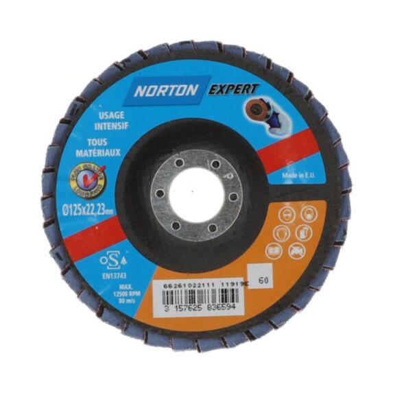 Disque Convexe fibre expert orange Décapage Ø125mm Grain 60 - NORTON