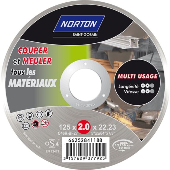 Disque à tronçonner multimatériaux Ø125x2,0x22,23mm - NORTON