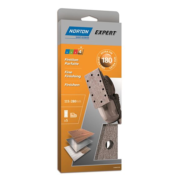 Patins pour ponçeuse vibrante pinces 93x230mm Grain 180 - NORTON