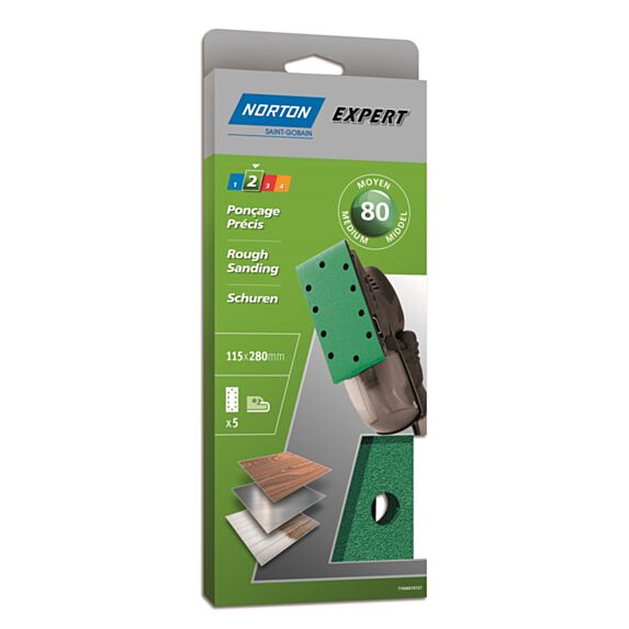 Patins ponceuse vibrante pinces Ovales 93x230mm Grain 80 - NORTON