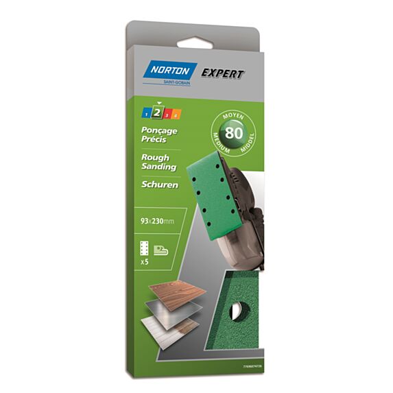 Patins ponçeuse vibrante pinces Paralléles 93x230mm Grain 80 - NORTON