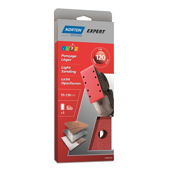 Patins ponceuse vibrante pinces parallèles 93x230mm Grain 120 - NORTON