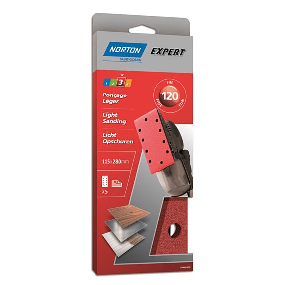 Patins ponçeuse vibrante pinces Ovales 10 trous 93x230mm Grain 120 - NORTON