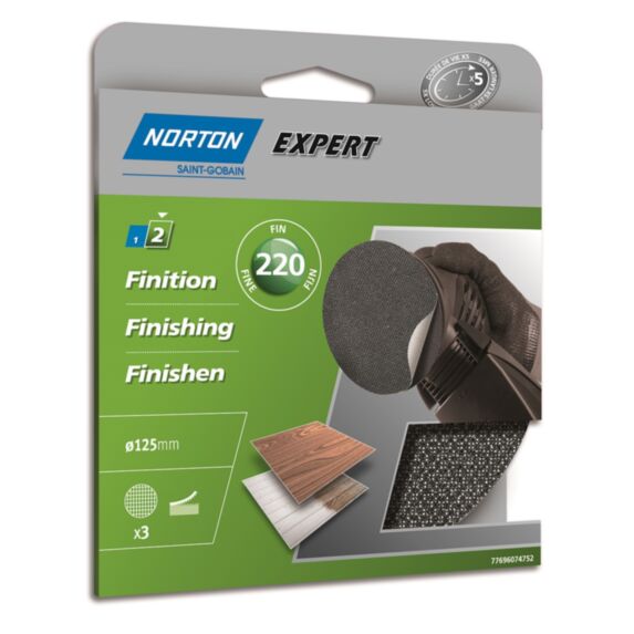 Disques auto-agrippants pour plâtre Ø125mm Grain 220 - NORTON