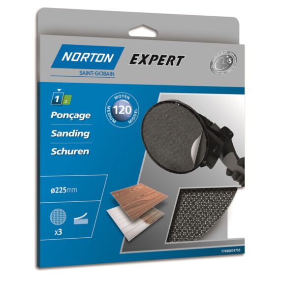 Disques auto-agrippant pour le ponçage Ø225mm Grain 120 - NORTON