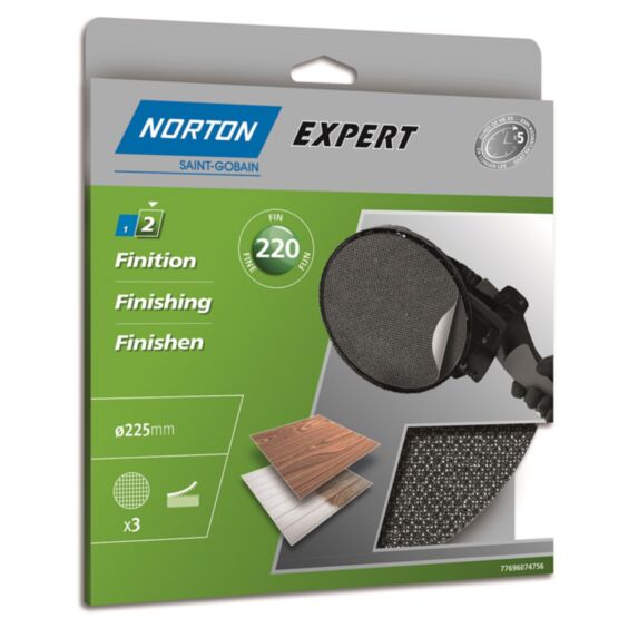 Disques auto-agrippant pour la finition Ø225mm Grain 220 - NORTON