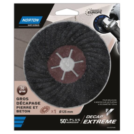 Disque Décap Extrême pierre et béton Ø125mm Grain 36 - NORTON