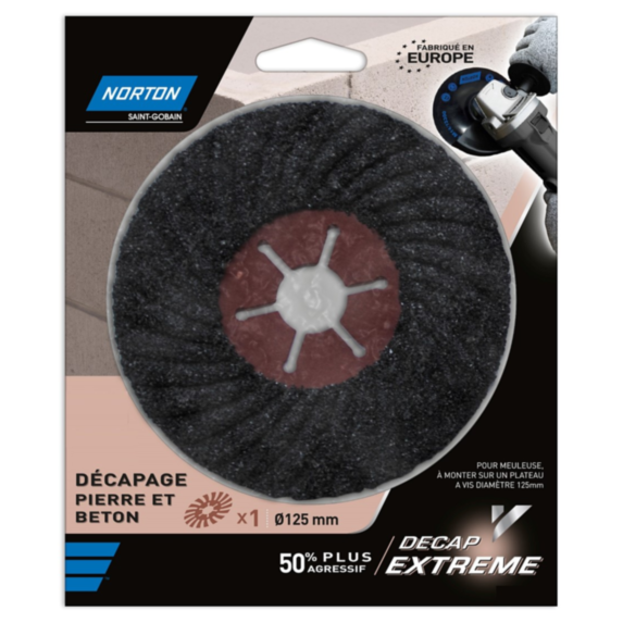 Disque Décap Extrême pierre et béton Ø125mm Grain 80 - NORTON