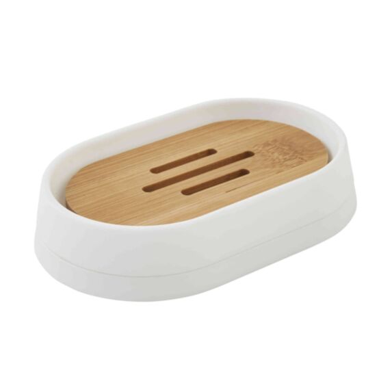 Porte savon, blanc et bambou, Prima - GUY LEVASSEUR