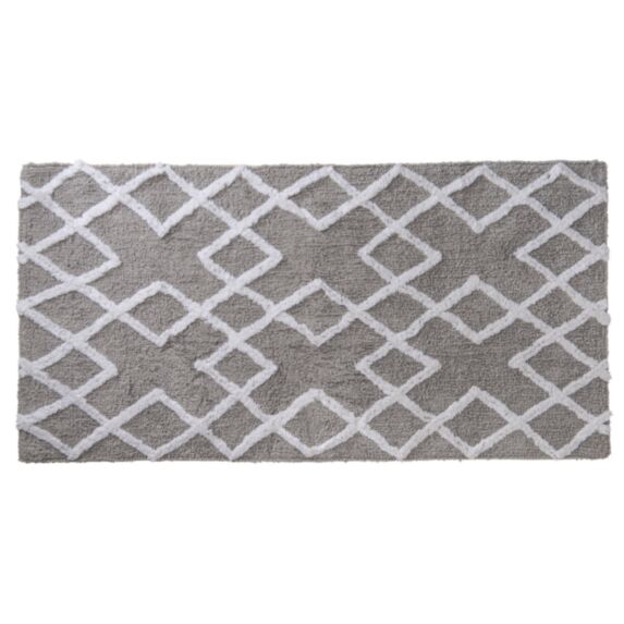Tapis de bain fantaisie Zigzag 60x120cm blanc - LEVASSEUR