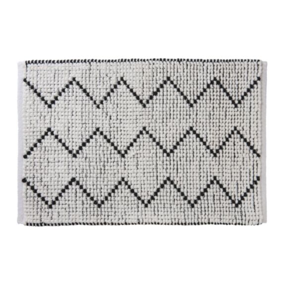 Tapis de bain fantaisie Zigzag 50x80cm blanc - LEVASSEUR