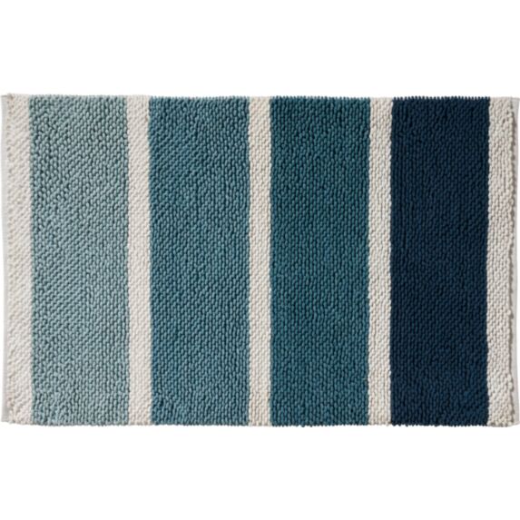 Tapis de bain fantaisie Mykonos polycoton chenillé bleu 50x80cm