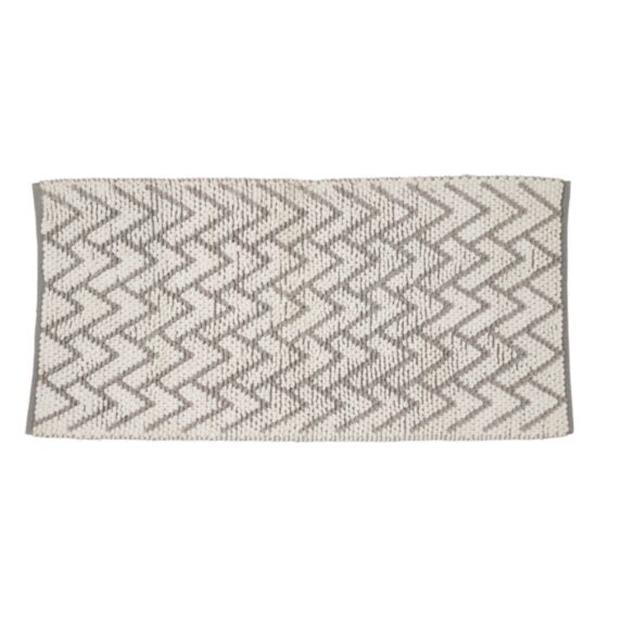 Tapis de bain fantaisie Chevron polycoton chenillé gris 60x120cm