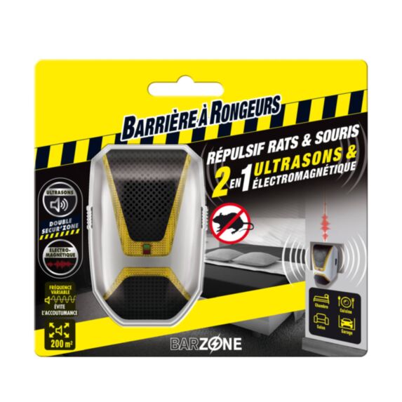 Répulsif ultrasons & électromagnétique rats et souris  1 appareil
