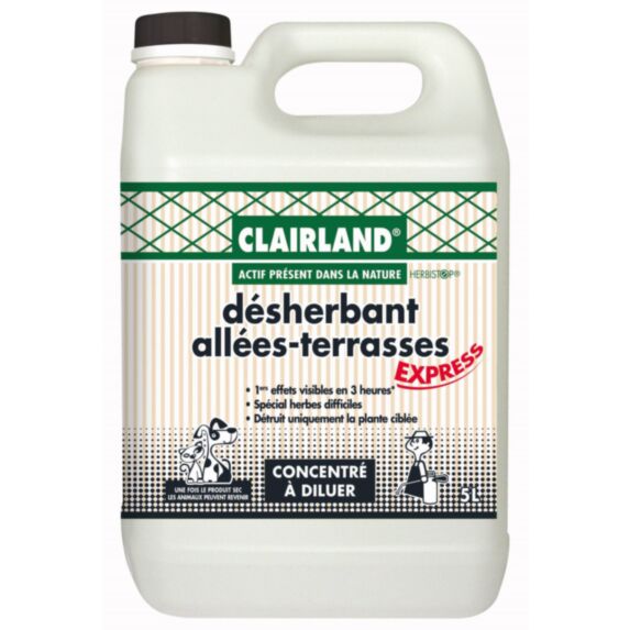 Désherbant Allées, Terrasses - Actif présent dans la nature - Concentré 5 L CLAIRLAND