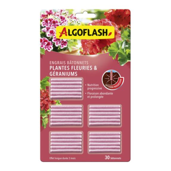 30 Engrais Bâtonnets plantes fleuries & géraniums - ALGOFLASH