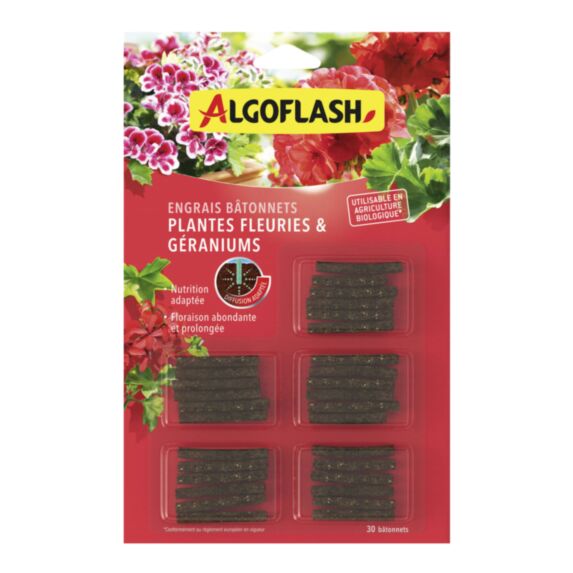 Engrais géranium fleurs UAB bâtons x30 - ALGOFLASH