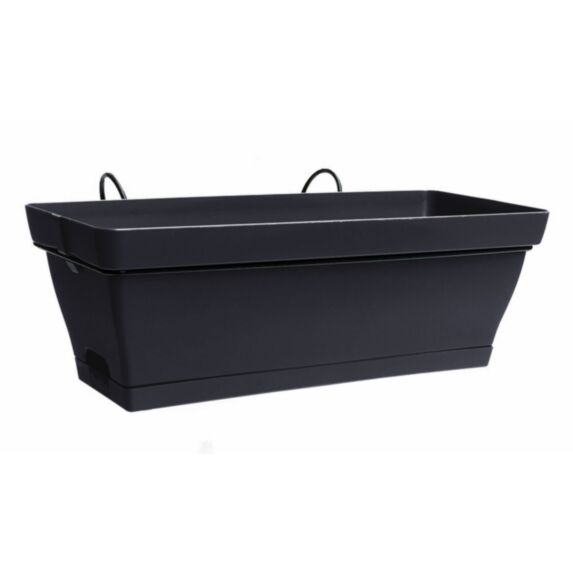 Lot jardinière romeo 50 noir violine +support