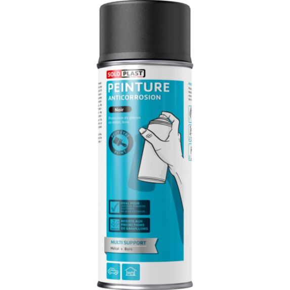 Peinture aérosol Carrosserie Antigravillon Anticorrosion 500ml Noir