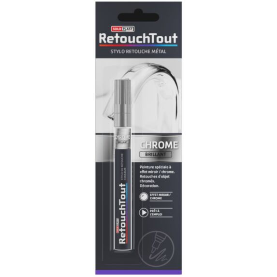 Stylo retouche métal chrome brillant 6ml - SOLOPLAST