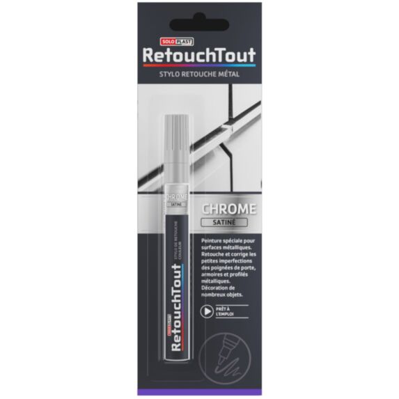 Stylo retouche métal chrome satiné 6ml - SOLOPLAST