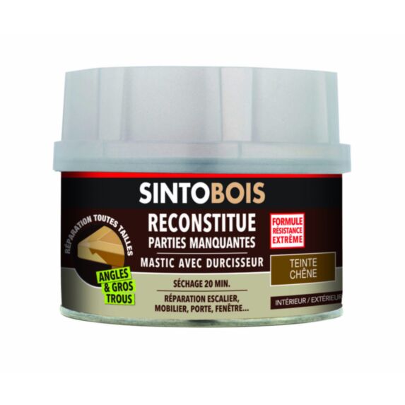 Mastic à bois avec durcisseur angles/gros trous chêne 500ml - SINTO