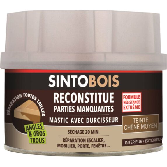 Mastic à bois avec durcisseur angles/gros trous chêne moyen 500ml - SINTO