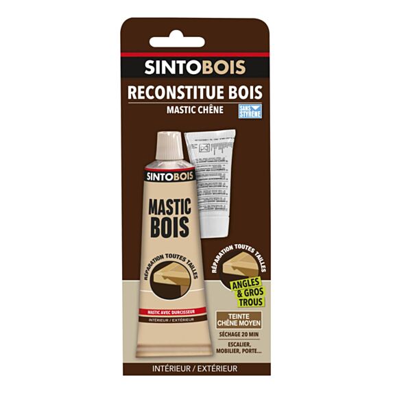 Mastic bois avec durcisseur coloris chêne 66ml - SINTO