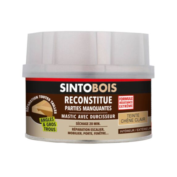 Mastic à bois avec durcisseur angles/gros trous chêne clair 170ml -SINTO