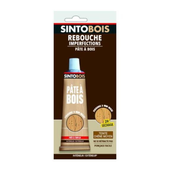 Pâte à bois Rebouche imperfections chêne moyen 80ml - SINTO