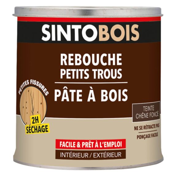 Pâte à bois Rebouche imperfections chêne foncé 550ml - SINTO