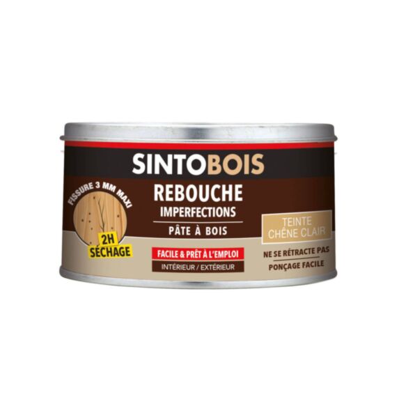 Pâte à bois Rebouche imperfections chêne clair 170ml - SINTO