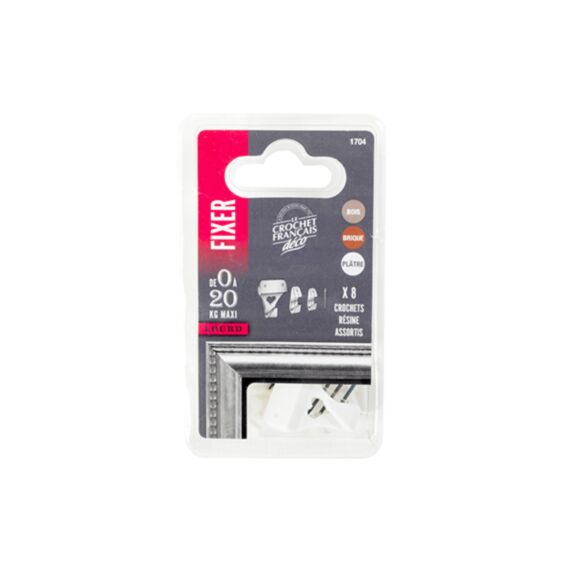 8 crochets résine blancs assortis pour tableaux et cadres - LE CROCHET FRANCAIS