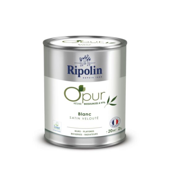 Peinture multi-supports O'pur 2L satiné blanc- RIPOLIN