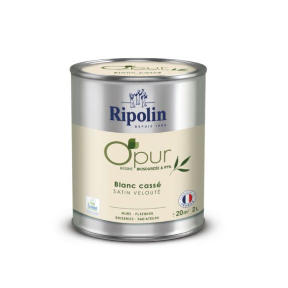 Peinture multi-supports O'pur 2L satiné blanc cassé - RIPOLIN