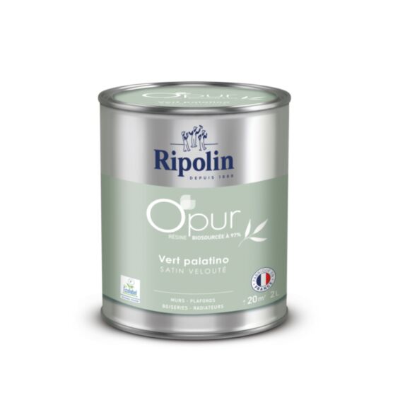 Peinture multi-supports O'pur 2L satiné vert palatin - RIPOLIN