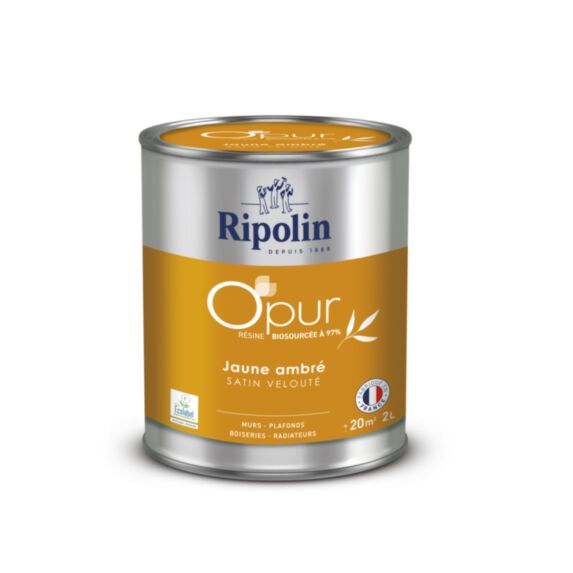 Peinture multi-supports O'pur 2L satiné jaune ambré - RIPOLIN