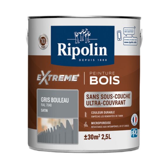 Peinture Protection eXtreme bois 2,5L gris bouleau