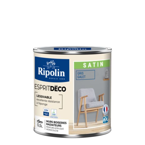 Peinture Murale Toutes Pièces Satin Galet 0,5L - RIPOLIN