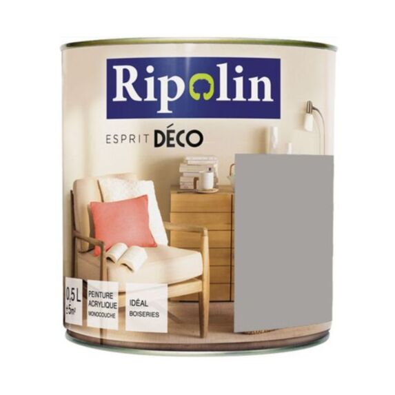 Peinture Murale Toutes Pièces Satin Gris Urbain 0,5L - RIPOLIN
