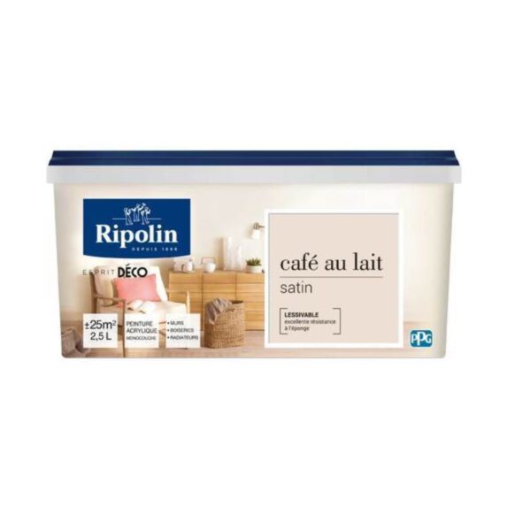 Peinture Esprit Déco multisupport café au lait 2,5L - RIPOLIN