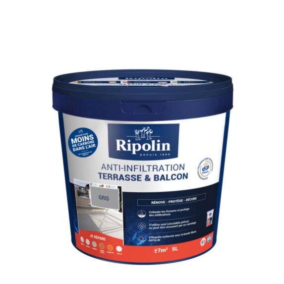 Anti-infiltration Terrasse et balcon 5L gris RIPOLIN