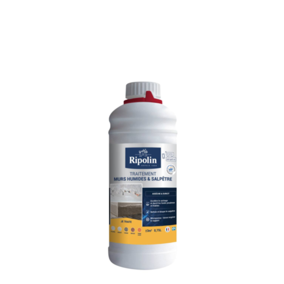 Traitement murs humides et salpêtre incolore 0,75L - RIPOLIN