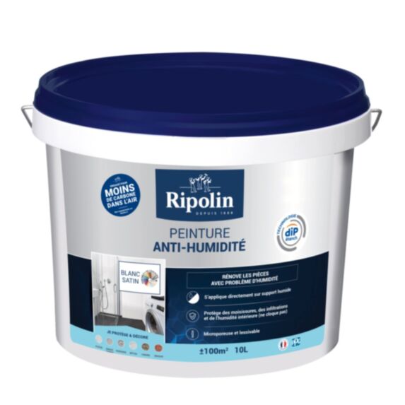 Peinture Anti-Humidite Blanc Satin 10L - RIPOLIN