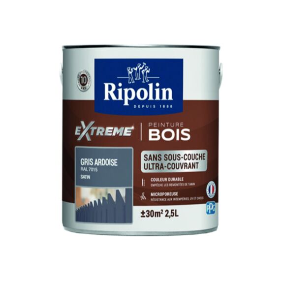 Peinture bois extrême 2,5 l gris ardoise satin